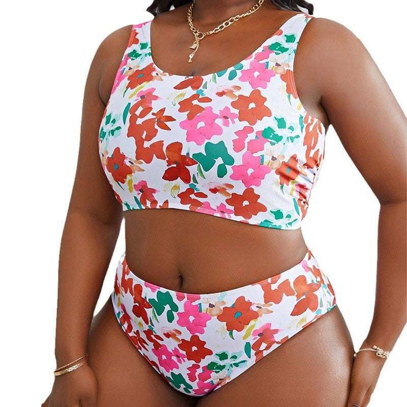 Printed Strap Two-Piece Swimsuit for Women, Plus Size Bikini, Beach Swimwear