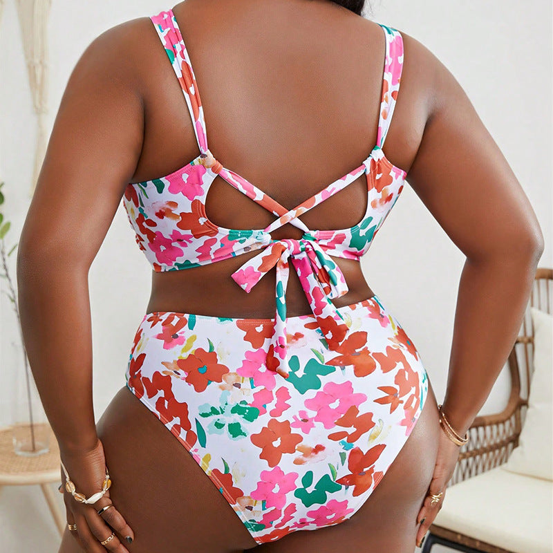 Printed Strap Two-Piece Swimsuit for Women, Plus Size Bikini, Beach Swimwear