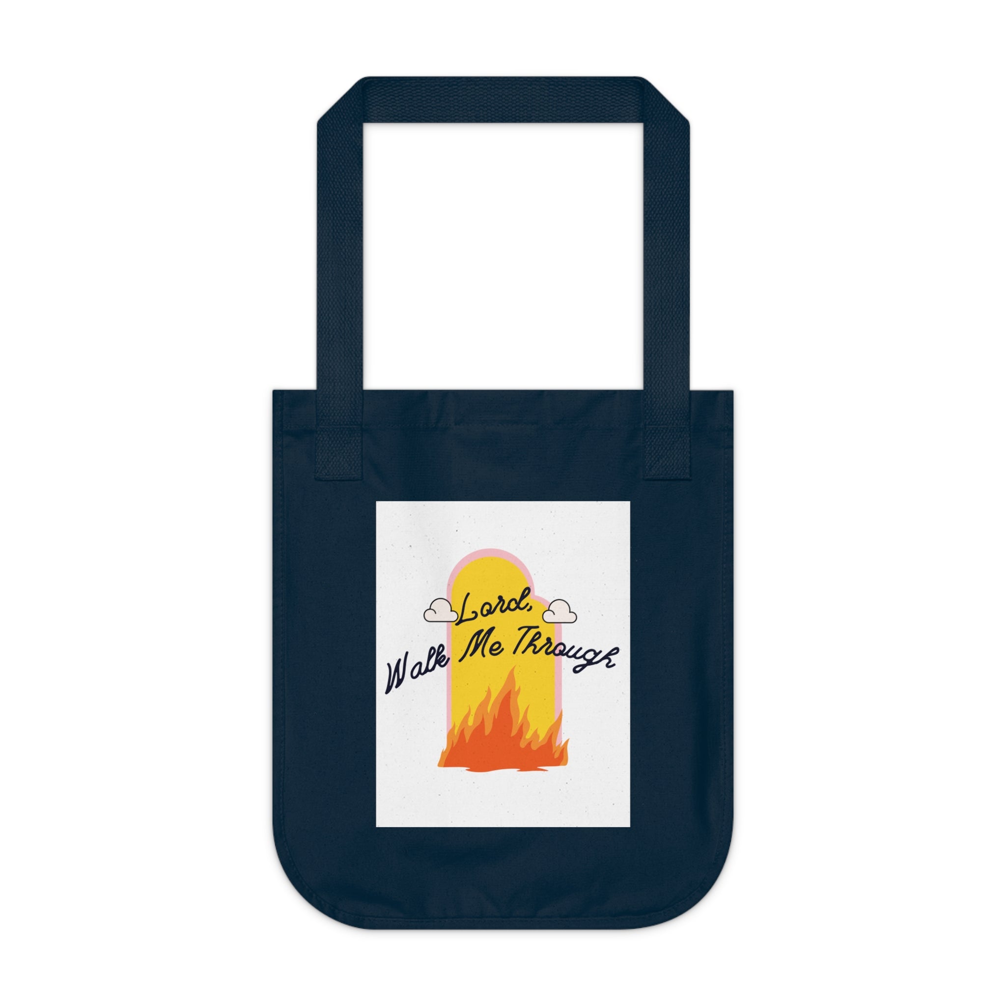 Tote Bag — "Lord Walk Me Through" Sunset Flame Organic Canvas Tote