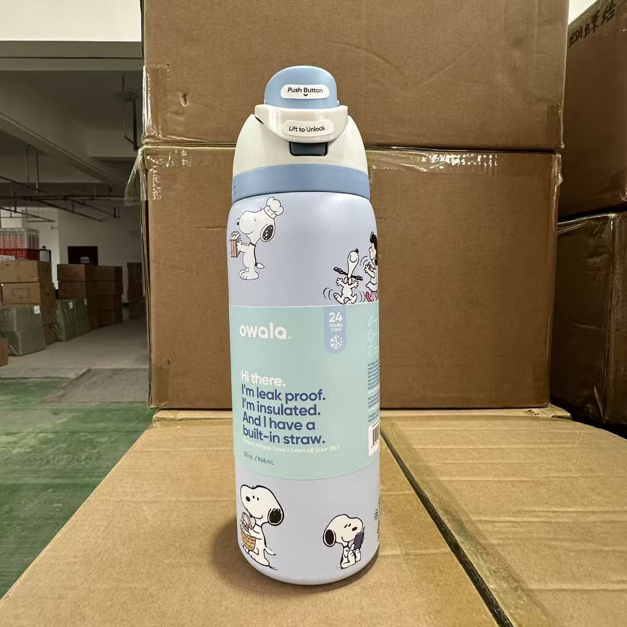 Double-layer vacuum insulated cup, portable, stainless steel, large capacity, straw cup