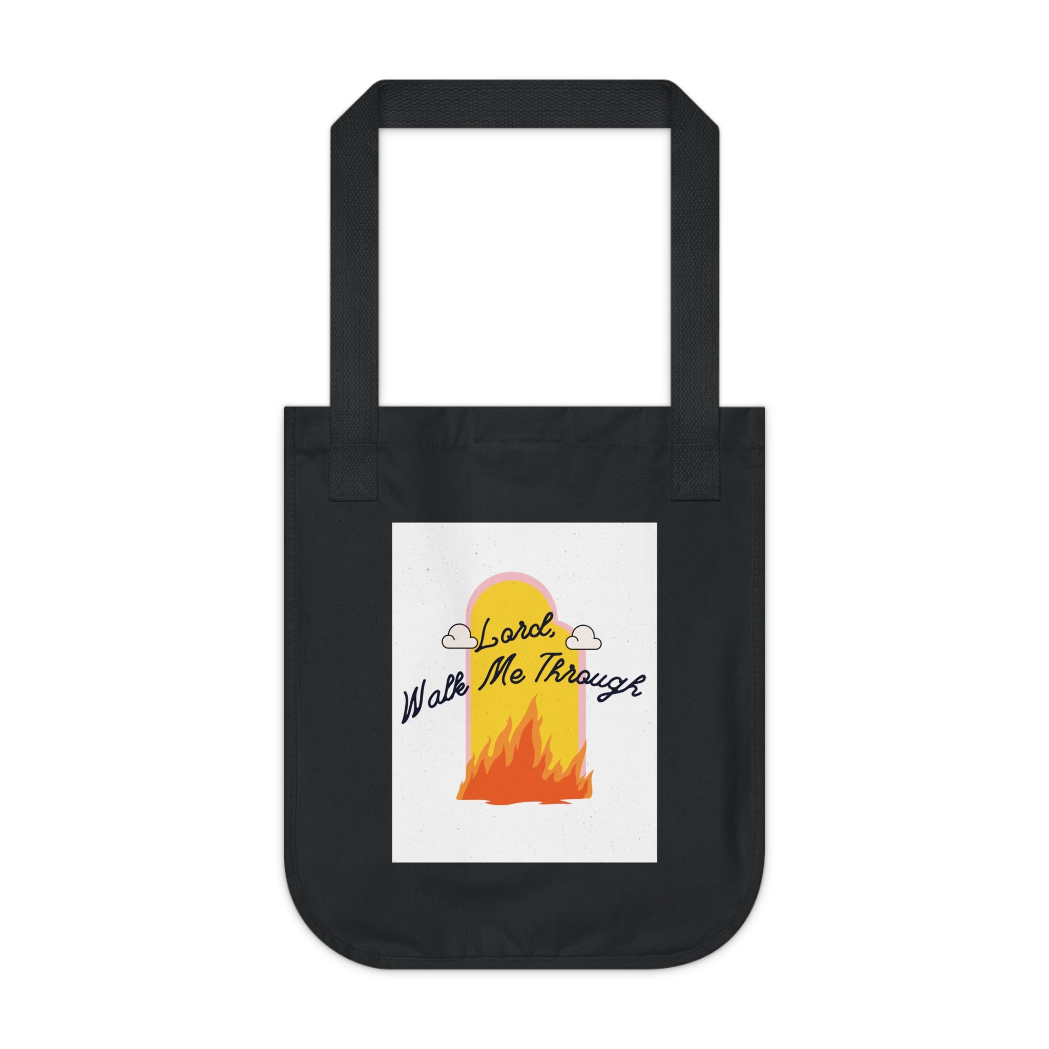 Tote Bag — "Lord Walk Me Through" Sunset Flame Organic Canvas Tote