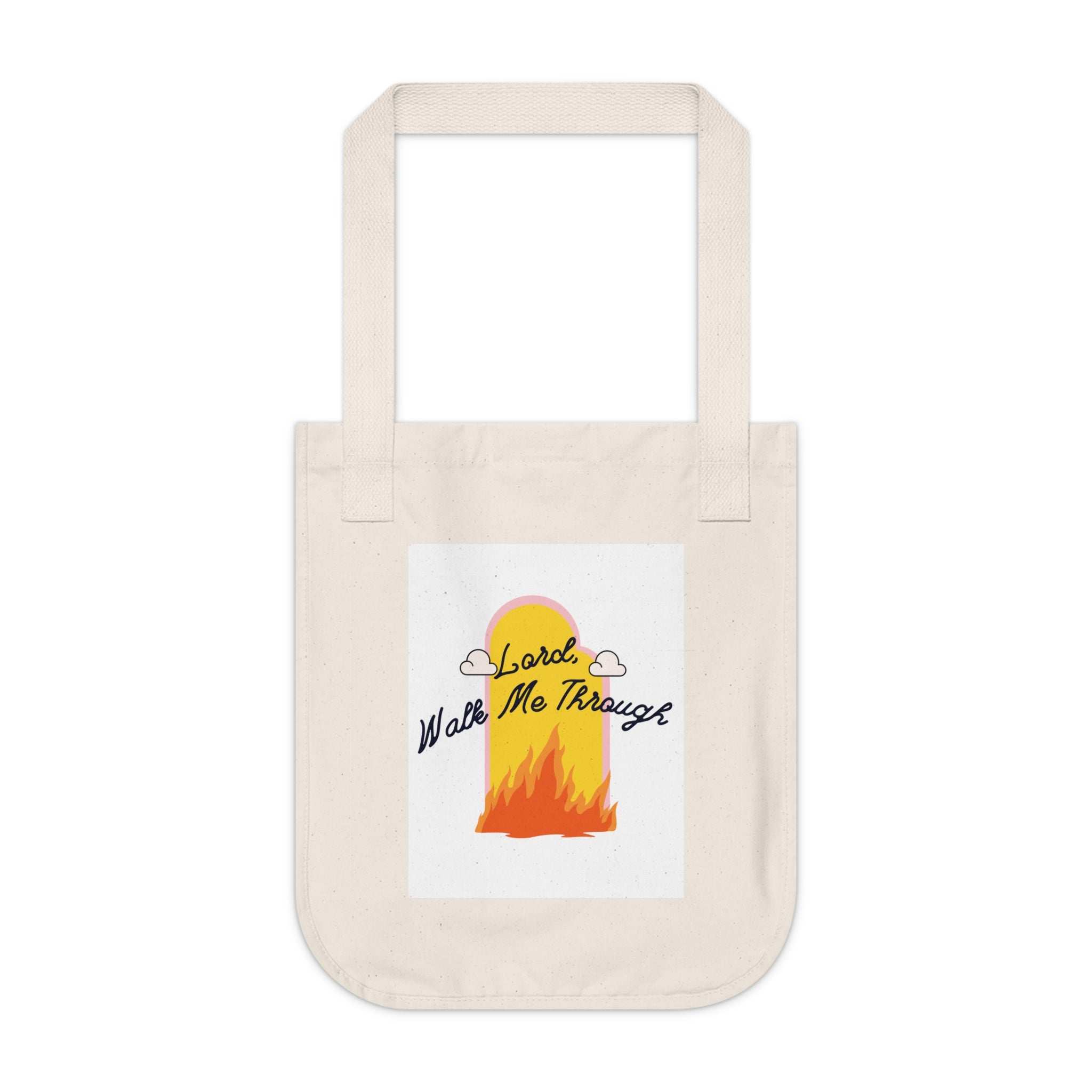 Tote Bag — "Lord Walk Me Through" Sunset Flame Organic Canvas Tote