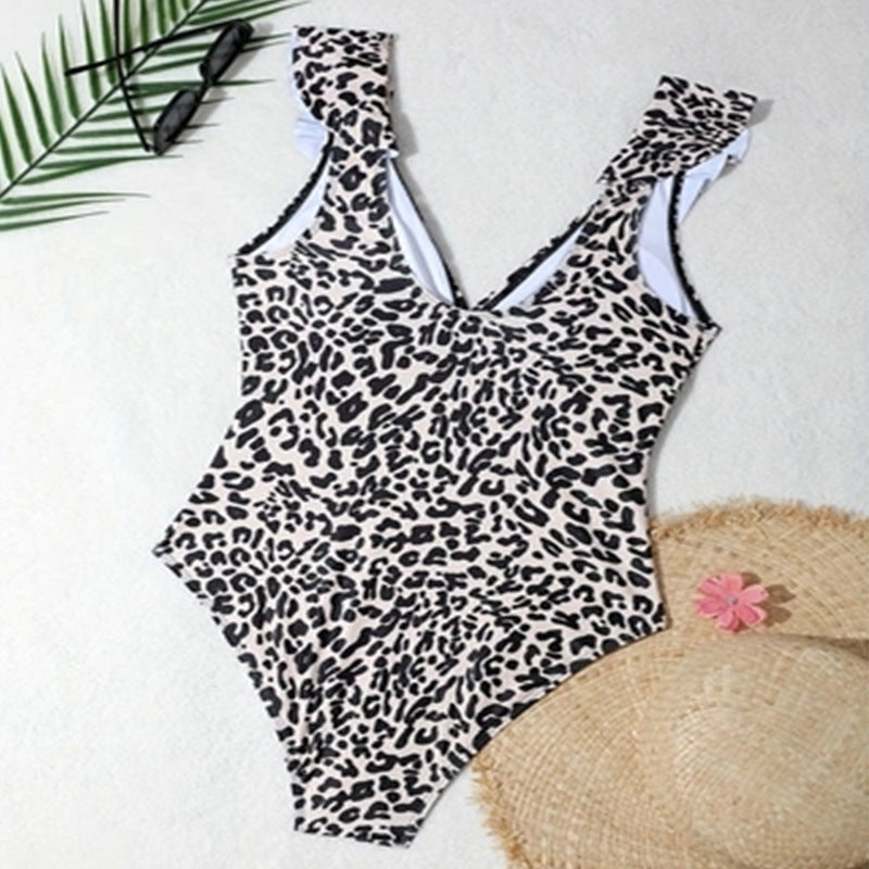 Print Modest Tummy-Control One-Piece Swimsuit for Women, Beach Bikini, Hot Spring Swimwear Wholesale